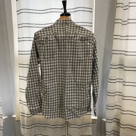 NWT J.Crew Men Size Slim SM Heathered Cotton Front Button Gray Checkered Shirt - Picture 5 of 7
